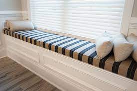 Sunbrella Berenson Tuxedo 8521 0000 Elements Collection Upholstery Fabric Custom Bench Cushion Breakfast Nook Cushions Window Seat Cushions