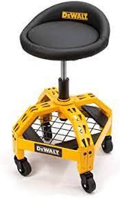 < image 1 of 2 >. Amazon Com Dewalt Padded Rolling Shop Garage Stool 360 Degree Swivel Seat Durable Steel Frame Adjustable Automotive