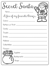Merry Bright Tips And Presents From Teach 3 4 5 Secret Santa Questionnaire Secret Santa Form Secret Santa