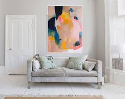 Large Original Abstract Giclee Print Of Painting Beige Yellow And Blue Painting Out Of Her Loop Abstrakt Original Gemalde Drucken