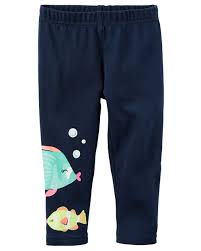 Kid Girl Fish Capri Leggings Carters Com Baby Girl Pants Boys Fall Outfits Little Girl Leggings
