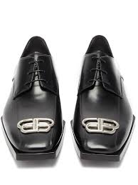 Bb Logo Square Toe Leather Derby Shoes Balenciaga Matchesfashion Us Derby Shoes Womens Fashion Shoes Shoes