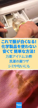 これで服が白くなる 化学製品を使わない 安くて簡単な方法 万能アイテム お酢を使った洗濯の裏ワザ シミや匂いにも使える 洗濯洗剤 万能 便利 消臭 酢 色落ち防止 漂白 洗濯槽 殺菌 掃除 お掃除の裏技 ハウスキーピング 洗濯のコツ