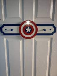 Homemade Captain America Coat Hooks For Boys Bedroom Avengers Room Decor Marvel Room Superhero Room