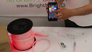 How To Install 110v Rgb Strip Light Compatible With Bluetooth And Phone Application Led Wholesaler Brightn In 2020 Phone Application Strip Lighting Led Strip Lighting