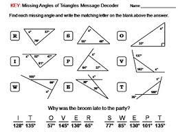 Solving For Missing Angles Of Triangles Activity Math Message Decoder
