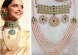Deepika Padukone Wedding Reception Jewellery Inspired High Glazed Silver Foil Polki Kundan Emerald Bollywood Jewelry Indian Jewelry Sets Wedding Jewelry Sets