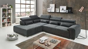 Möbelstoff bezugsstoff posterstoff meterware stoff jacquard ornament barock rank. Ecksofa Padua Sofa L Stoff Grau Inkl Kopfteilverstellung