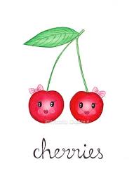 Cherry Fruit Art Print Cherry Watercolor Painting Cute Cherries Illustration Whimsical Fruit Nursery Art Kitchen Fruit Food Wall Art Fruits Dessin Fruits Illustration De Fruits Et Cerise Dessin