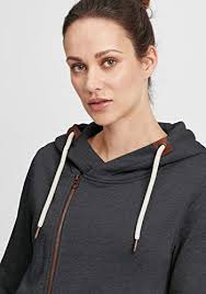 OXMO Vicky sweatjacka för kvinnor, huvjacka med huva, Mörkgrå M (798288), L  : Amazon.se: Mode