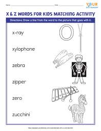 Letter recognition, trace, & print. Words That Start With X Y And Z For Kids