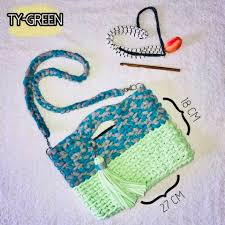  1000 Handmade Bahan Tshirt Yarn Benang Kain Kaos Dengan Zipper Kancing Tarik Resleting Termasuk Tali Panjang Gantunga Rajutan Tas Tas Rajut