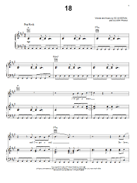 18 Sheet Music One Direction Piano Vocal Guitar Chords Right Hand Melody Sheet Music Trumpet Sheet Music One Direction Music