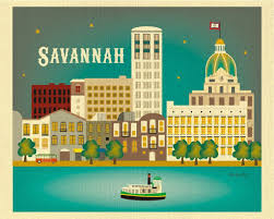 Savannah Georgia Travel Art Print Savannah Chat Retro Travel Poster
