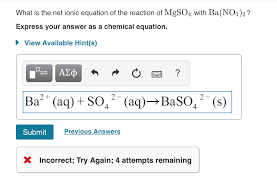 What Is The Net Ionic Equation Of The Reaction Of Chegg Com