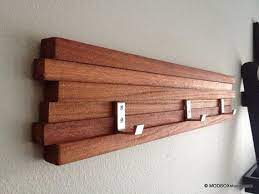 Wood Coat Rack 3 Hook Key Hat Minimalist Modern Wall Hanging 22 W 3 Hooks Modern Wall Hanging Wall Hat Racks Coat Rack Wall