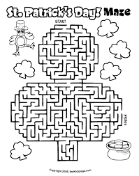 Color pictures of lucky leprechauns, green shamrocks, rainbows, pots of gold and more! St Patrick S Day Maze Free Coloring Pages For Kids Printable Colouring Sheets