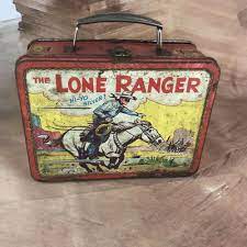 Vintage 1954 The Lone Ranger Blue Band Adco Liberty Metal Lunch Box Metal Lunch Box Lunch Box Blue Band