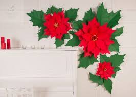 Christmas Wall Decor Traditional Christmas Poinsettia Large Paper Poinsettia Giant Christmas Flowers Christmas Flower Decorations Christmas Wall Decor Christmas Flowers