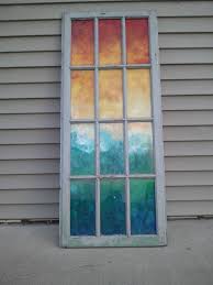 Painted Abstract Landscape On An Old Window Glass Window Art Old Window Art Window Painting