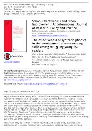 • rowe k (2005) teaching reading national inquiry into the teaching of literacy dest the common element in all reports was the need to provide systematic synthetic phonics instruction to all resources needed by teachers to support effective phonics teaching were provided in printable. Pdf The Effectiveness Of Synthetic Phonics In The Development Of Early Reading Skills Among Struggling Young Esl Readers