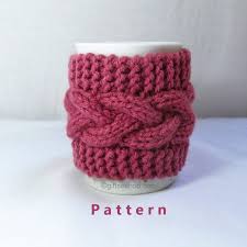 This pattern makes a cozy for a standard 3.25 coffee mug. Cabled Cup Cozy Knitting Pattern Coffee Mug Cozy Pattern Pdf Etsy