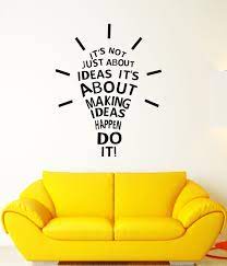 Vinyl Wall Decal Creative Light Bulb Idea Motivation Quote For Office Stickers 3409ig Office Wall Design Office Wall Decals Vinyl Wall Decals