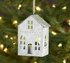 Lit Galvanized House Ornament House Ornaments Pottery Barn Christmas Decor Holiday Decor
