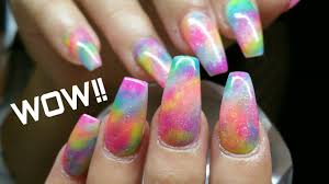 Omg how cool is that? Tie Dye Nails Rainbow Nails Coffin Ballerina Shape Youtube