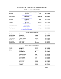 NORTH CAROLINA ASSOCIATION OF ASSESSING OFFICERS 2010-2011 COMMITTEE MEMBERS