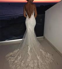Elegant Backless Lace V Neck Mermaid Wedding Dresses Backless Lace Wedding Dress Backless Wedding Dress Spaghetti Strap Wedding Dress