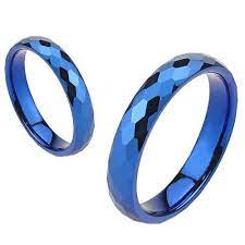 Blue Zephyr Band By Blue Steel Shop Here Buybluesteel Ring Blue Weddingband Women Jewelry Blue Rings Faceted Wedding Bands Titanium Jewelry