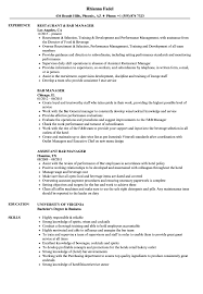 bar manager resume samples velvet jobs