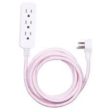 Cordinate 3 Outlet Extension Cord 10 Ft Braided Cable Pink White 41887 Walmart Com Extension Cord Extension Plug Cord Cover