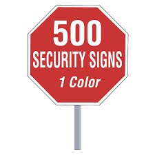 First, the octagonal shape makes it easy for drivers traveling in the opposite direction to recognize the sign from the back, which helps prevent confusion at intersections, according to reader's digest. Security Yard Signs Octagon Shape One Color 500 Per Box