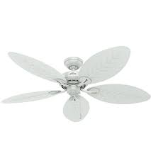 These beach ceiling fan options instantly add a tropical feel to your space. Hunter Fan 54097 Bayview 54 Inch White With White Wicker White Palm Leaf Blades Outdoor Ceiling Fan
