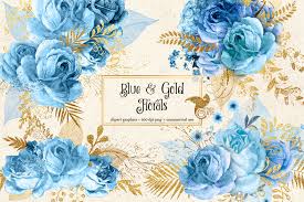 Your next party or event is important, so let zazzle help you find the perfect floral wedding invitations and leave you with more time to plan for the big occasion. Blue And Gold Floral Clipart By Digital Curio Thehungryjpeg Com