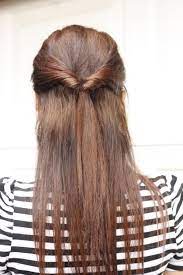 Half up straight hairstyles for long hair. Quick Half Up Style For Long Straight Hair Tied By Twisting In Two Bangs From Front Long Hair Styles Hair Styles Easy Hairstyles