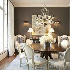 French country dining room ideas. White Pedestal Dining Table Transitional Dining Room Samantha Pynn Round Back Dining Chairs Grey Dining Room Chic Dining Room