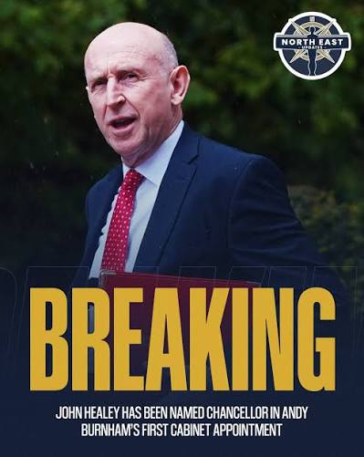 🚨 BREAKING: John Healey has been named Chancellor in Andy Burnham's first  Cabinet appointment. #fblifestyle