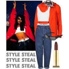 The r&b icon made it cool for girls to rock crop tops with baggy pants and the boxer elastic showing. Designer Clothes Shoes Bags For Women Ssense Aaliyah Outfits Aaliyah Style 90s Fashion Outfits