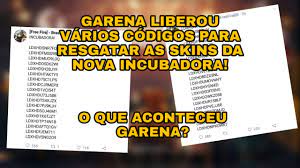 Atentos para más noticias próximamente ⏰ ¡no te puedes perder.inicia sesión en #freefire para obtener estas increíbles recompensas totalmente gratis. Garena Liberou Varios Codigos Para Resgatar As Skins Da Nova Incubadora De Graca Oq Aconteceu Youtube