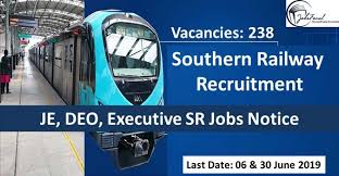 Southern Railway Recruitment 2019 20 238 Je Deo Executive Sr Jobs Notice Senior Jobs Southern Railways Diploma In Civil Engineering