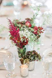 Rustic Red Astilbe And Wildflower Centerpieces Blue Wedding Decorations Rustic Red Wedding Wildflower Centerpieces