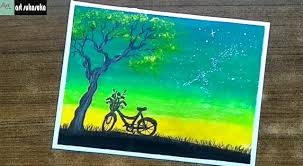 5 teknik mewarnai gambar pemandangan dengan crayon. Art Sukasuka Menggambar Dan Mewarnai Langit Malam Dengan