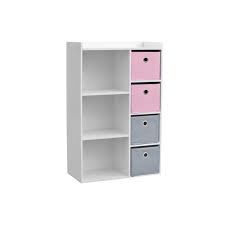 Découvrez notre large sélection de solution de rangement pour votre intérieur. Meuble De Rangement Pour Fille 3 Niches 4 Tiroirs Rose Et Gris