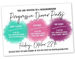 Also called a safari supper, a progressive dinner consists of several courses, each served by a different host in a different home. Progressive Dinner Party Invitation Announcement Card Etsy Progressive Dinner Progressive Dinner Party Dinner Invitation Template