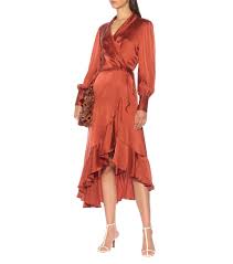 espionage silk wrap midi dress