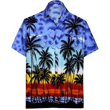 Hawaiian Shirt Mens Beach Aloha Camp Party Casual Holiday Short Sleeve Button Down Pocket Tropical Palm Tree Print U