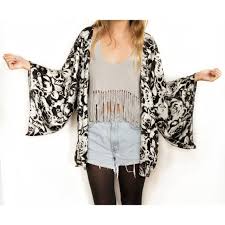Black And White Kimono Jacket Frolic Kimono Cardigan Black White Rose Print By Frolicapparel 34 00 Black Cardigan Kimono Cardigan Fit And Flared